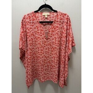 Michael Kors Women Kimono Batwing‎ Red White Top Size S/m
